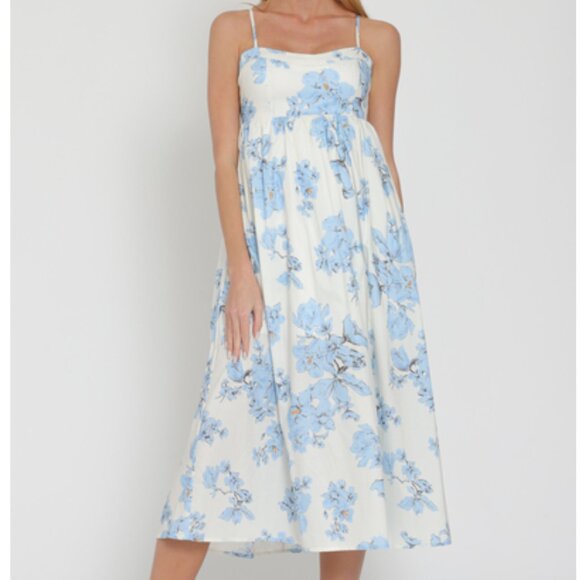 Dresses & Skirts - 264.Thin shoulder strap ruffle-waisted midi dress